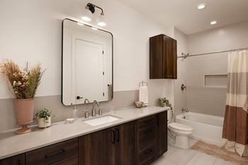 Indulgent bathrooms with tile tub surrounds
